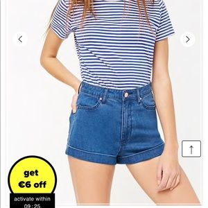 High rise denim shorts with cuffed hem